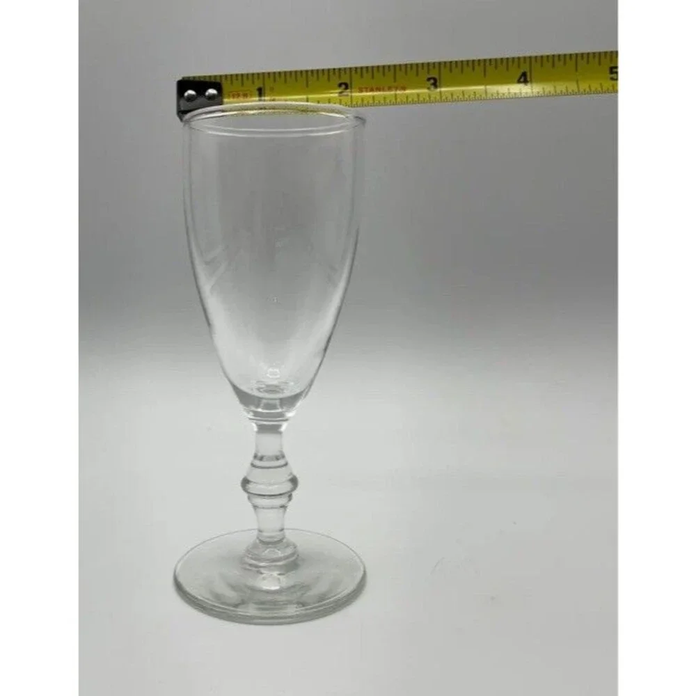 Mid Century Modern Clear Libby Georgian Bamboo Stemmed Glasses (Set of 2)